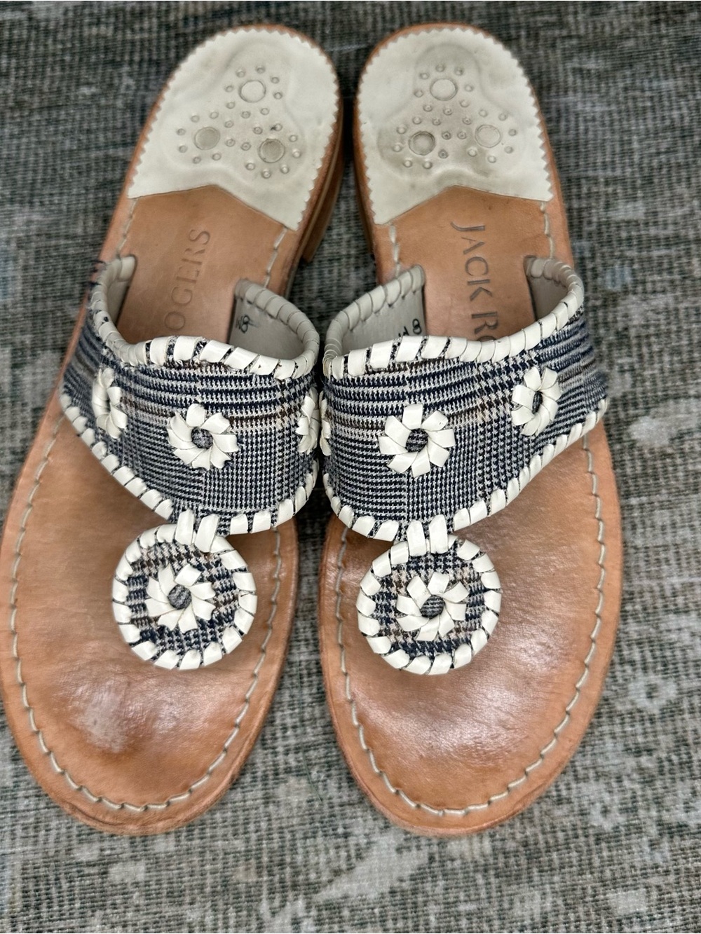 Jack Rogers Flat Sandal Plaid Design Size 8